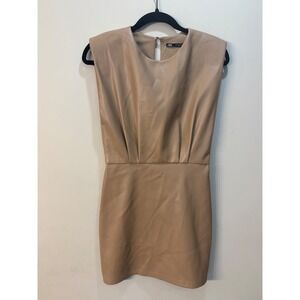 Zara Faux‎ Leather Mini Dress Sleeveless Bodycon Party Cocktail Nude S